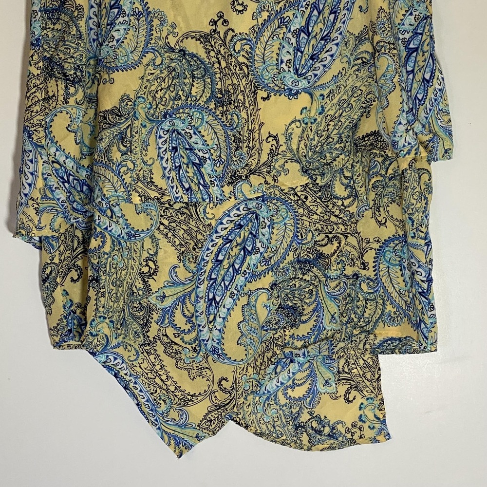 New Directions Top Womens Small Yellow Blue Paisley Sleeveless Tunic Blouse - Picture 3 of 15